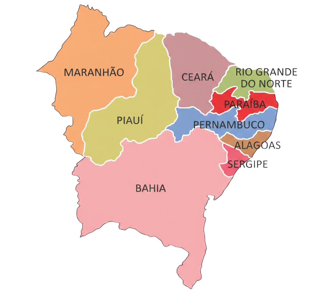 Mapa da Região Nordeste do Brasil